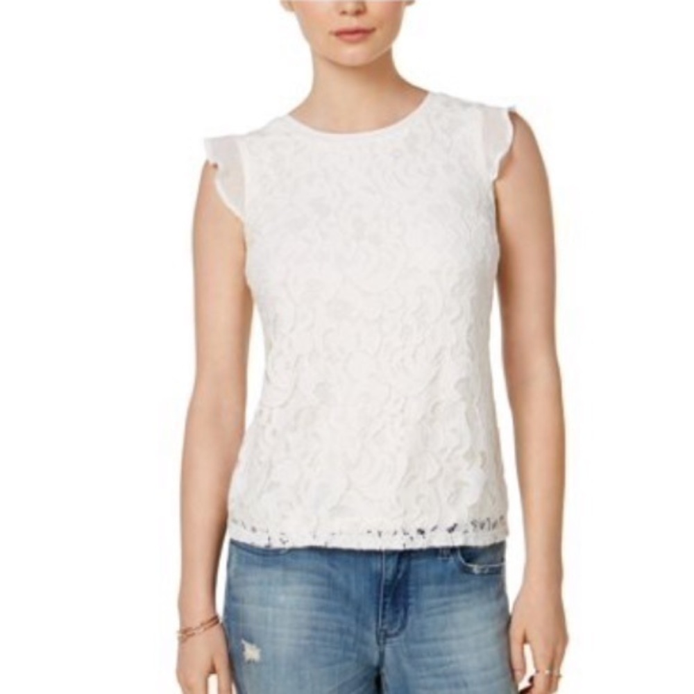 Maison Jules Womens Flutter Knit Blouse sz XXS